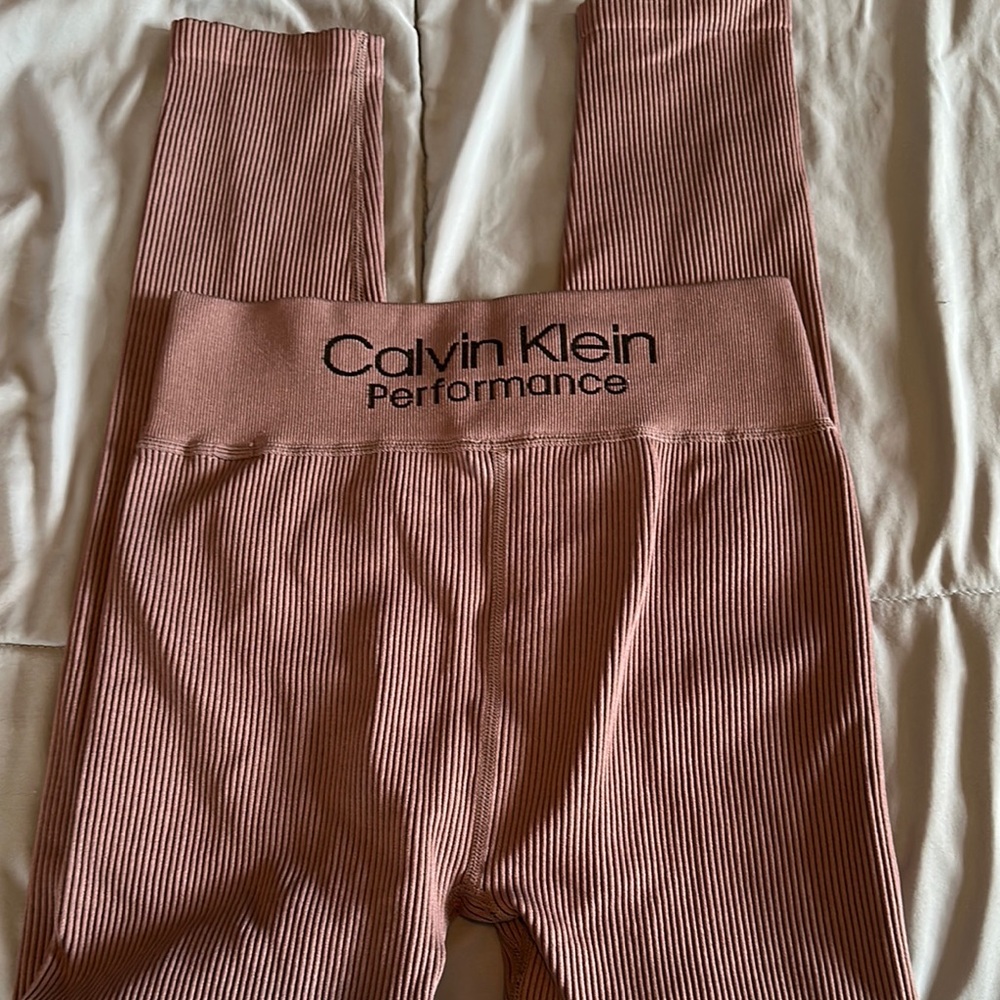 Calvin Klein Performance Striped Pink Leggings